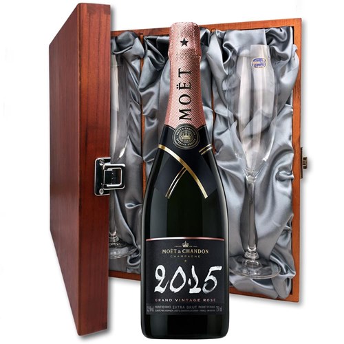 Moet & Chandon Vintage Rose 2015 Champagne 75cl And Flutes In Luxury Presentation Box